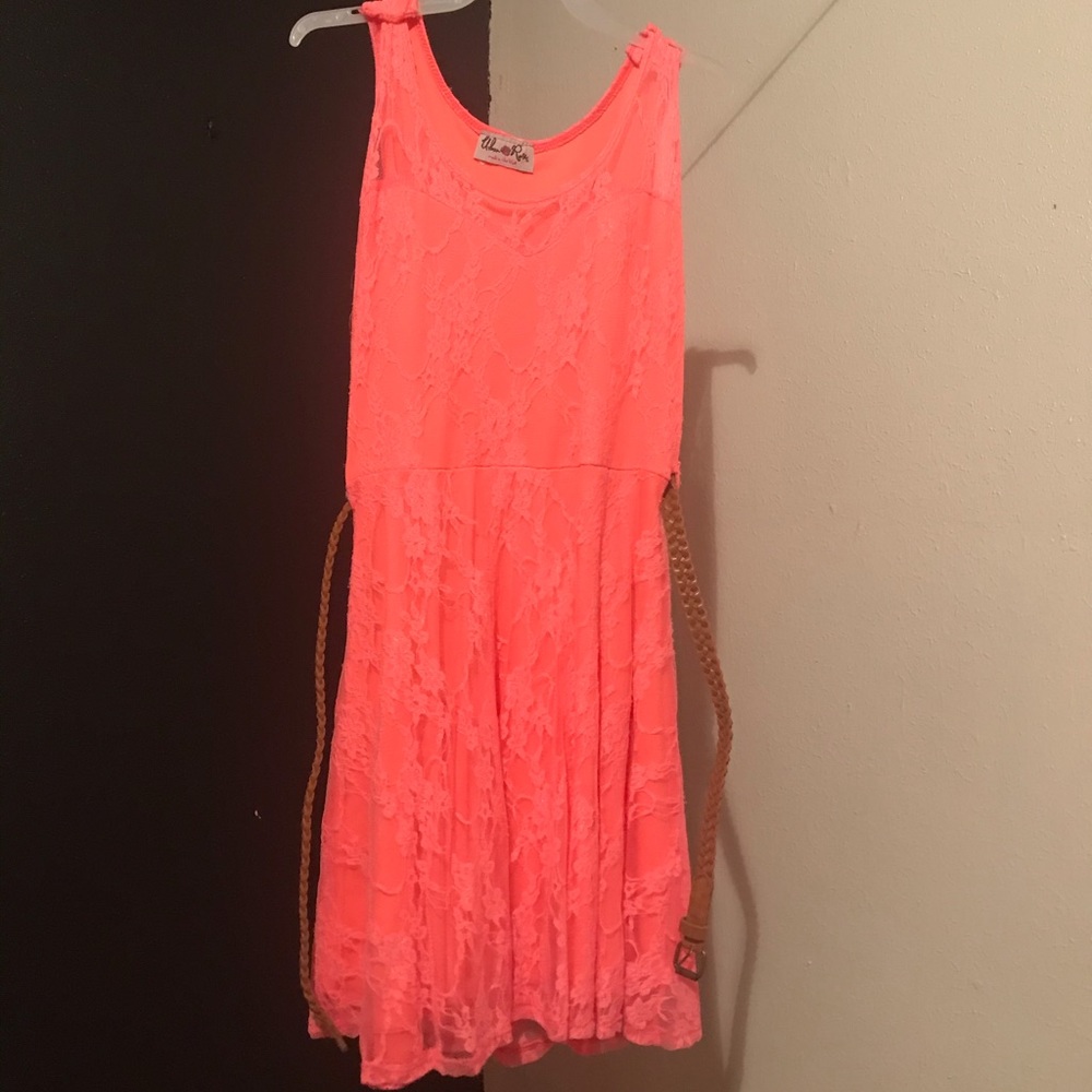 Pink dress with a belt